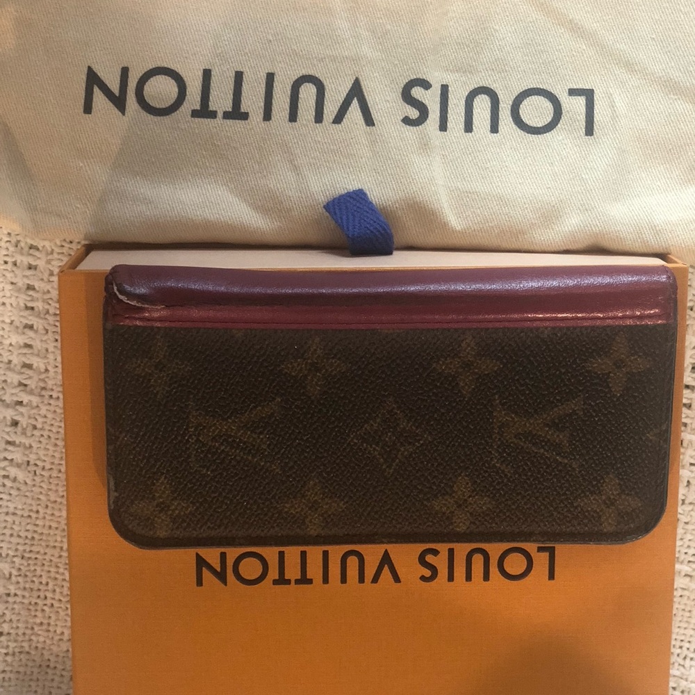 LOUIS VUITTON Monogram Folio iPhone X XS Case Smartphone Cover Fuchsia Red